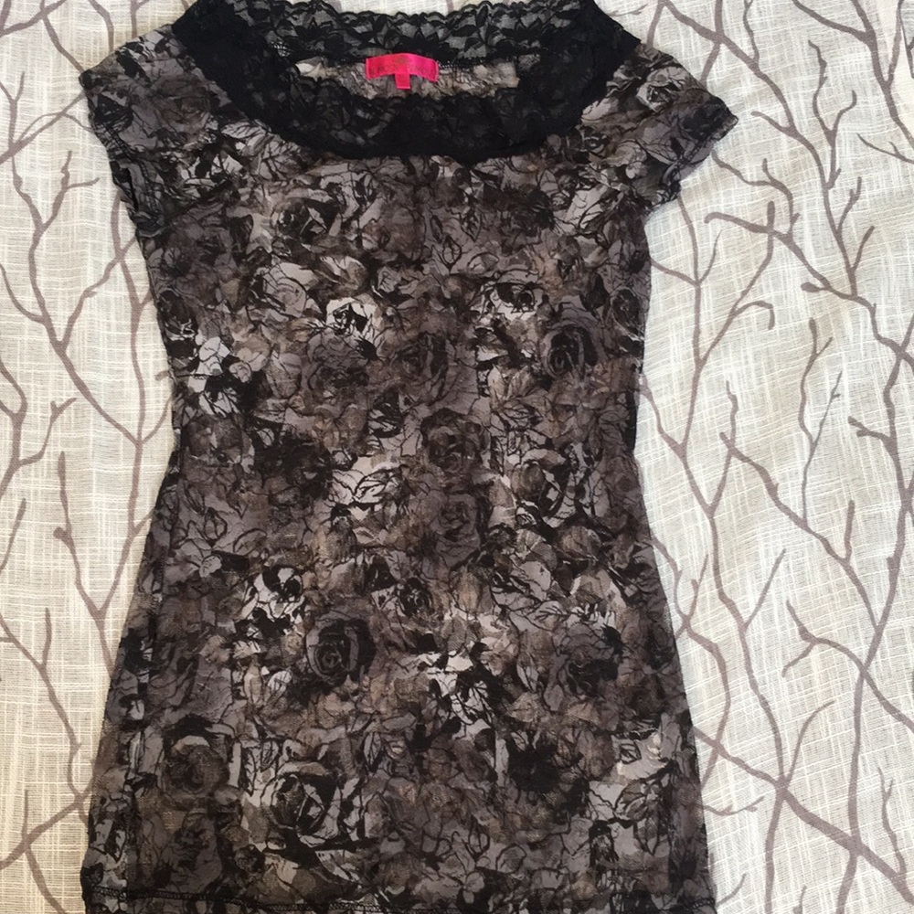 Black and Gray Lace Top